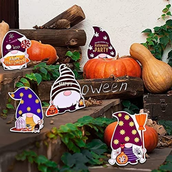 π₯4/$15 SET 9 PC HALLOWEEN GNOMES YARD STAKES DECORATIONS PARTY DECOR WATERPROOF - Picture 5 of 8